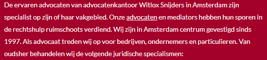 Advocaat Amsterdam | Witlox Snijders Advocaten Amsterdam